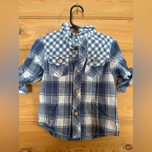 OshKosh B'gosh Blue Plaid Shirt Size 18 Months